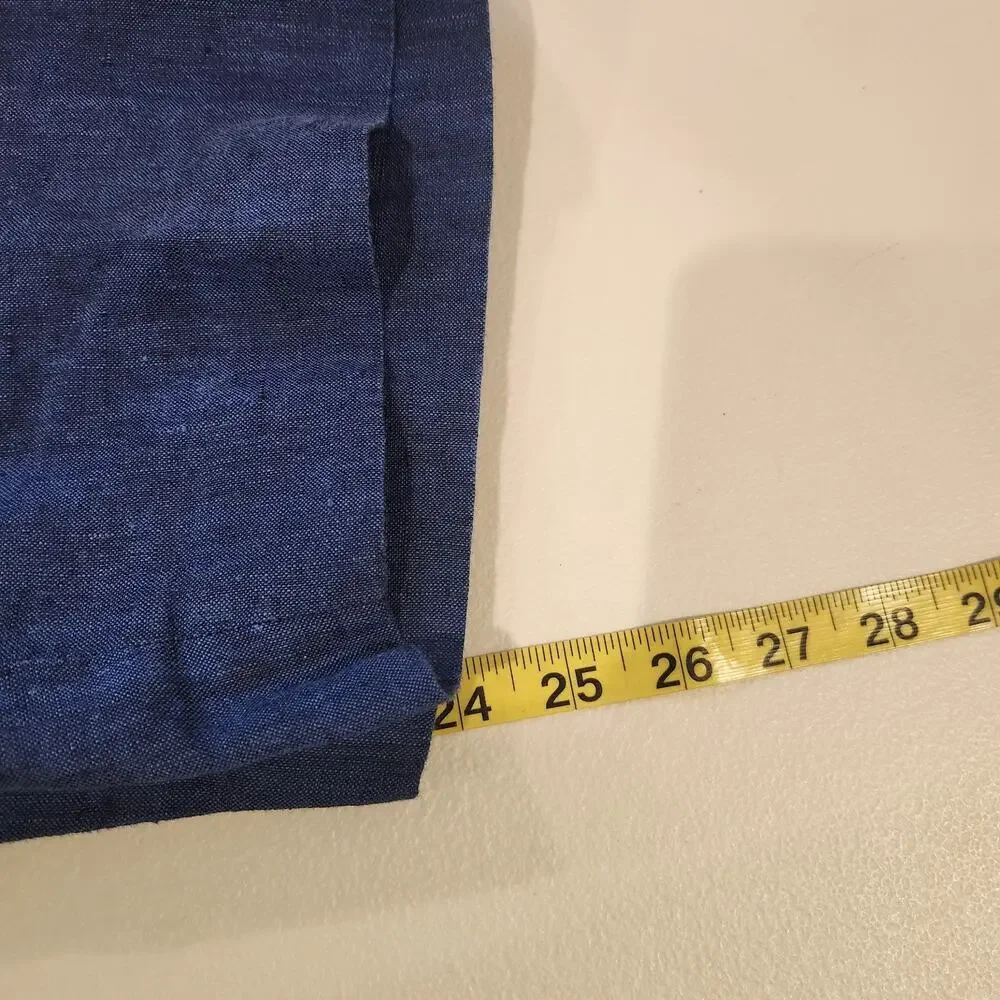 Talbots Womens Navy Blue 100% Linen Chelsea Crop Pants Size 20W Nautical Beach - Picture 11 of 13